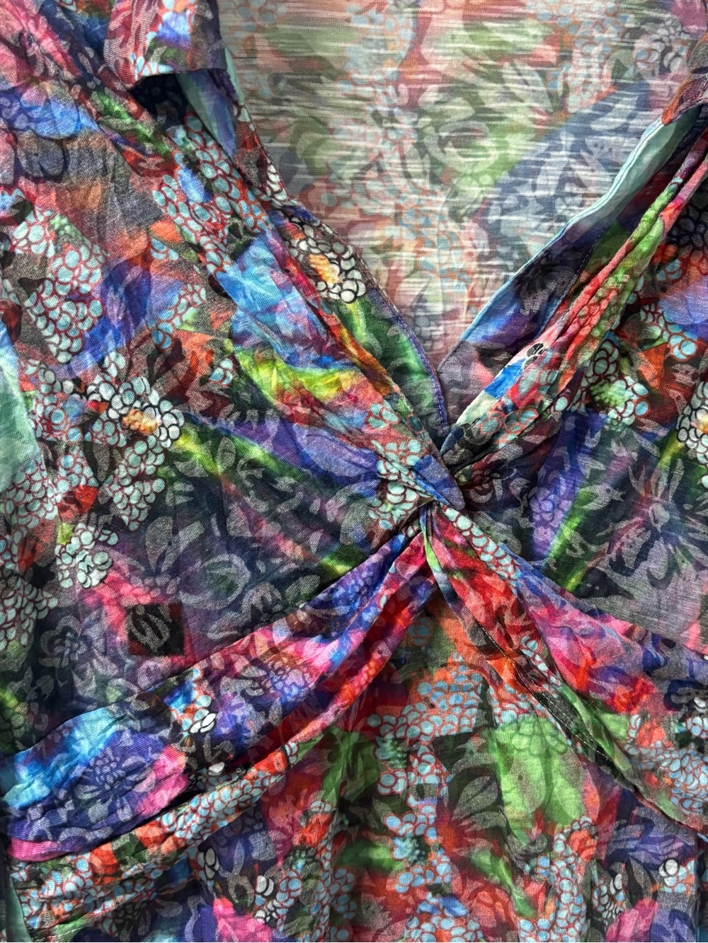 Newport by Carine Butterfly Fairy Floral Twist-Front Women’s Top Size Large - Picture 2 of 8